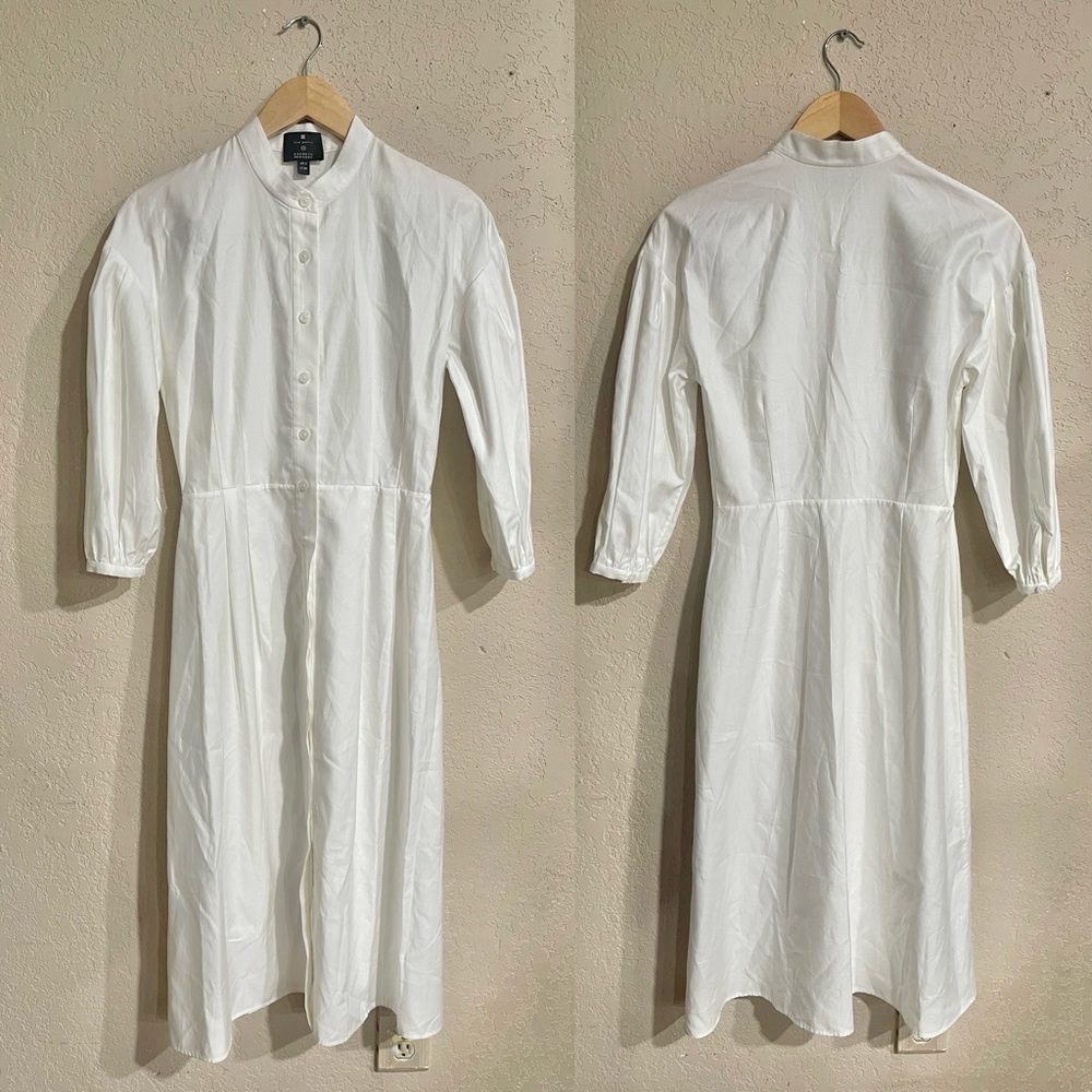 Lisa Perry x Barney’s NY | White Button Down Cotton Midi Dress Size: 2